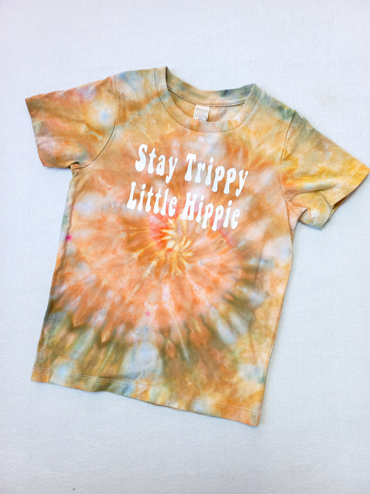 Earthy Short Sleeve T-shirt 'Stay Trippy Little Hippie'