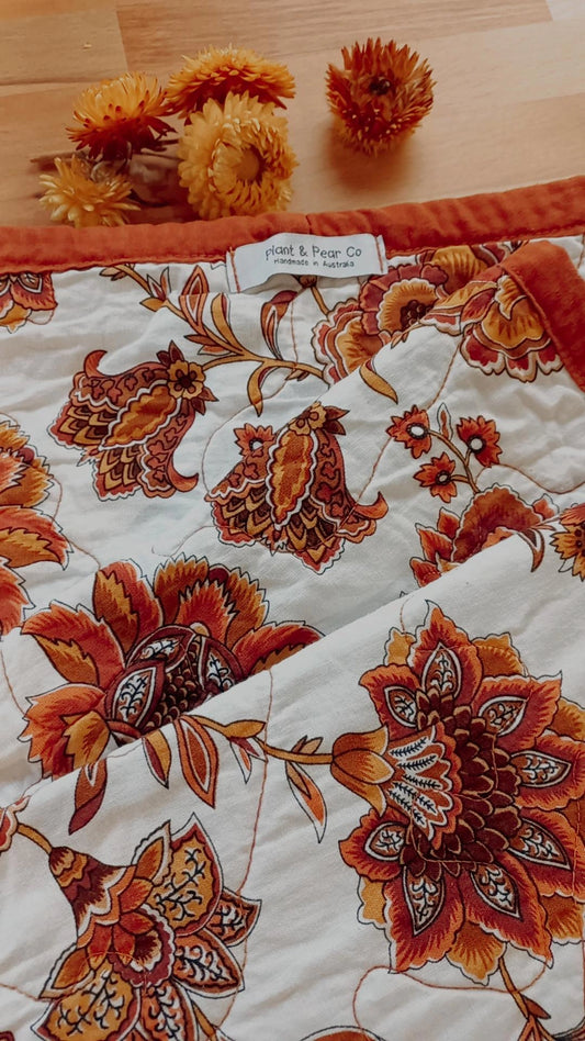 Handmade Cot Blanket in Vintage Inspired Fabric